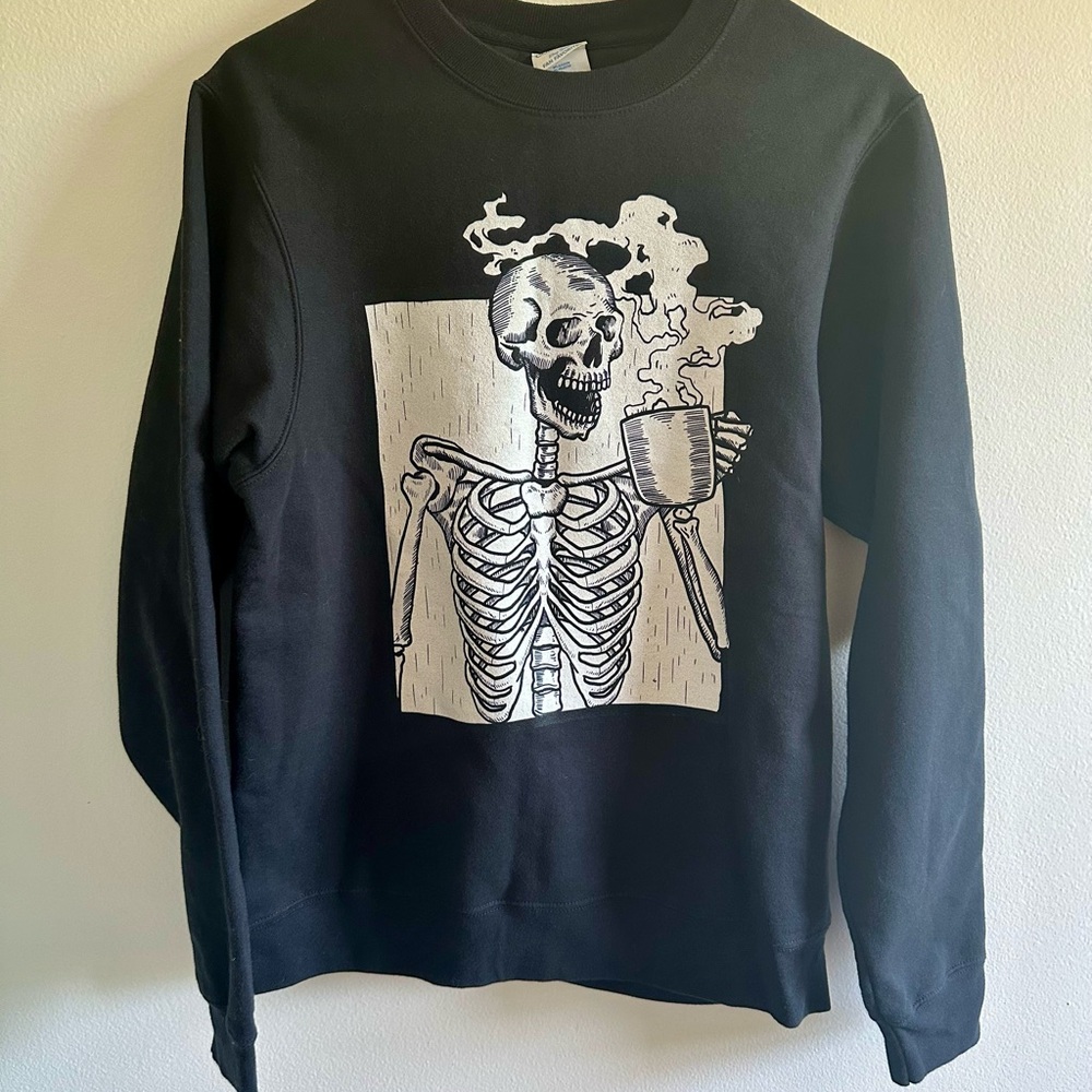 Black Skeleton Graphic Sweatshirt Size Small